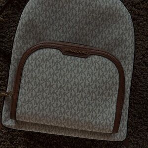 Michael Kors Gray and Brown Backpack with Signature Style